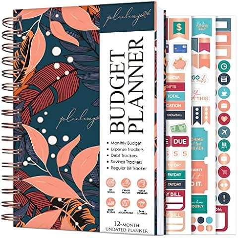 PLANBERRY Budget Planner – Undated Monthly Finance Organizer – Financial Spiral Notebook for Money Budgeting with Expense & Bill Tracker - 6.1x8.1″ Softcover (Tropical Night) Cover