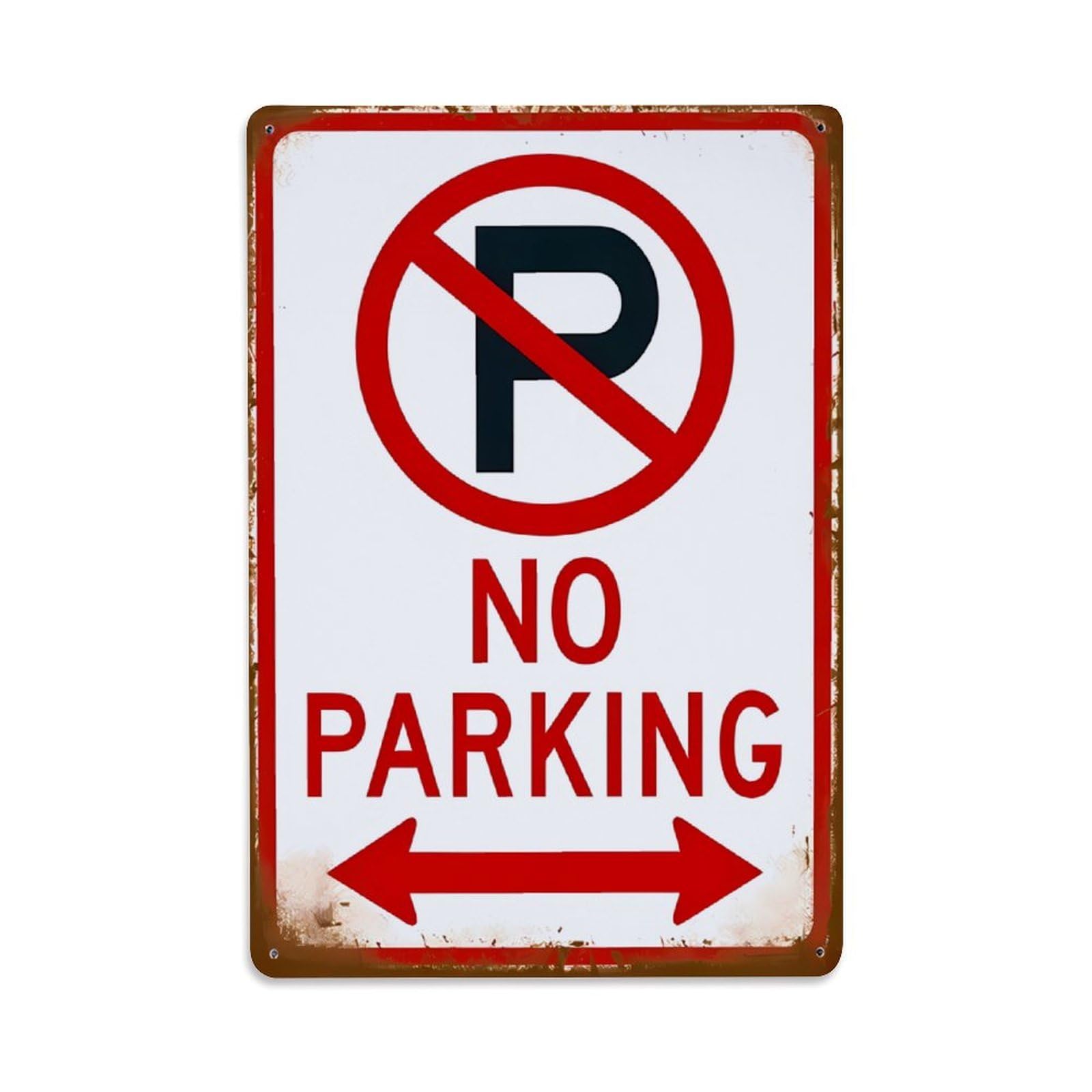 Vintage Rusty No Parking Metal Sign Vintage Aluminium Metal Sign, Retro Wall Decor for Home, Bar, Garage & Farmhouse 30x20cm