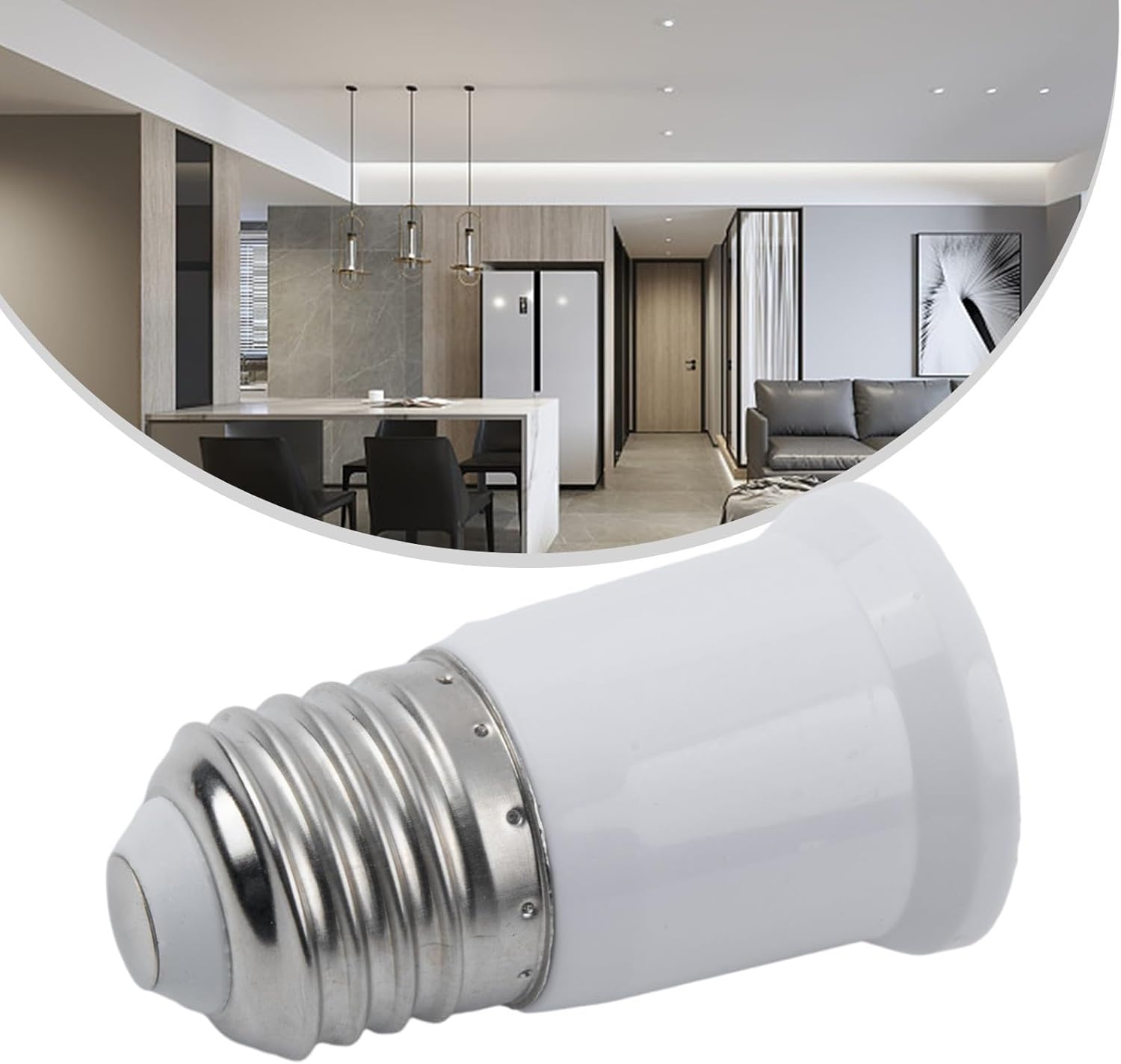 Light Bulb Socket Extender E26/E27 Base – 3 cm (1.2 in) & PBT Lamp Holder, Certified, 0–60W, 500g Max Load, Indoor Use Only