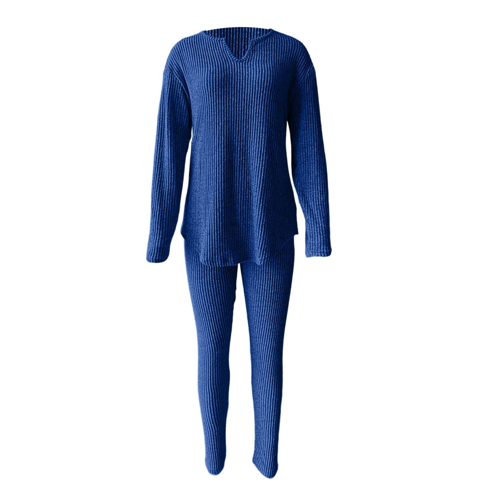 Maglieria da donna per tutti i giorni, comoda e comoda, con top a maniche lunghe e pantaloni coordinati
