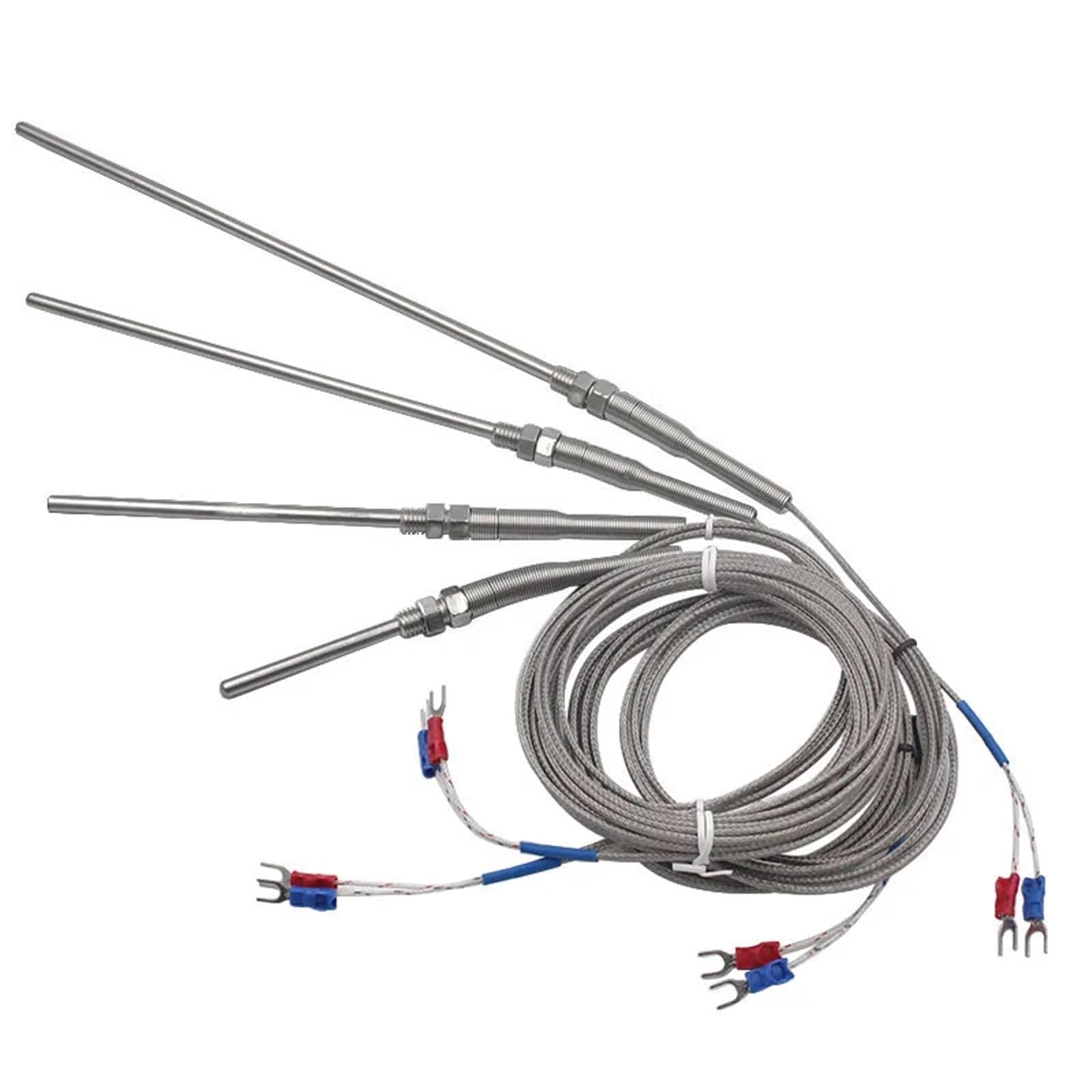 30 mm termocoppia tipo K, sonda in acciaio inox, 0-400 °C, sensore di temperatura, cavo 1/2/3/4/5 m, 1 pezzo (lunghezza 4 m)