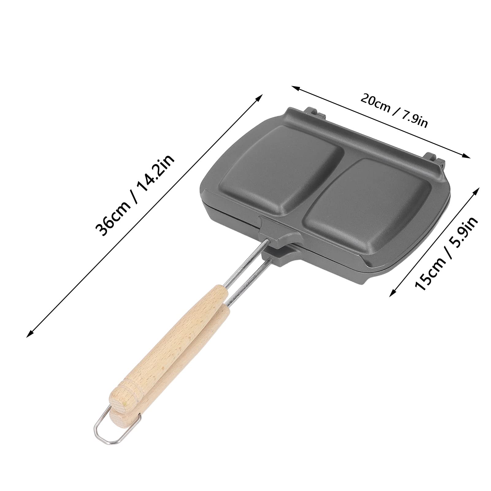 TANGLI Paninaro, Padella Antiaderente Staccabile in Lega di Alluminio A Doppia Faccia, Colazione Panini Press Grill Pan per Bistecca Uovo Formaggio, Ferro da Stiro per Il Campeggio