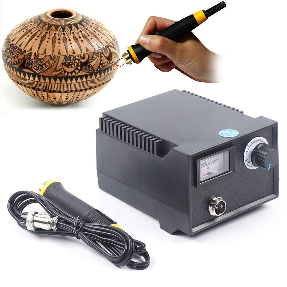 Pirografía Madera Soldador Set+23 puntas de dibujo,Máquina de pirografía con pantalla de puntero de pirografía grabado pistón pistón adecuado para escribir y pintar en madera cuero