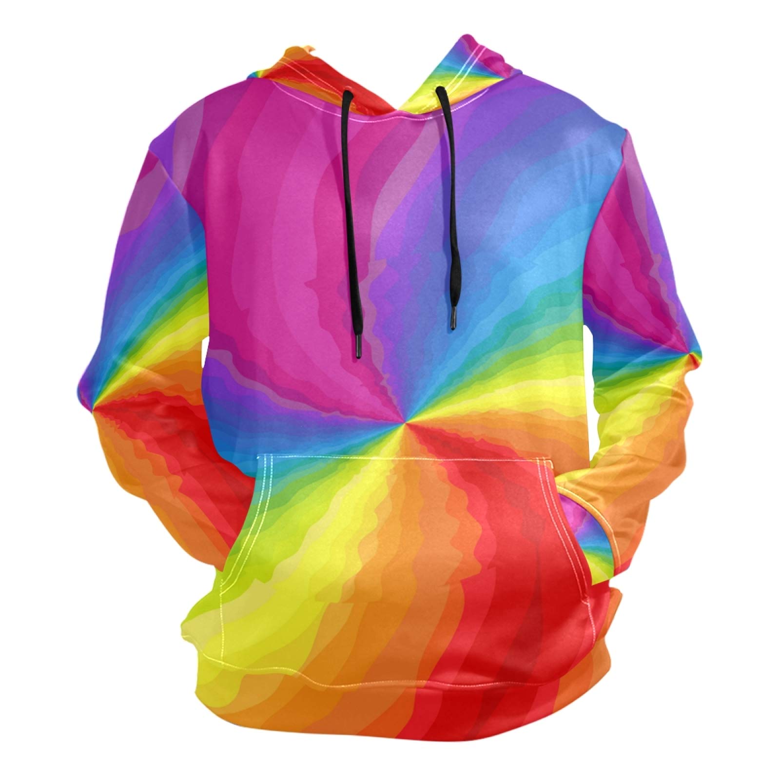 PUXUQU Mens Hoodie Sweatshirt Abstract Rainbow Long Sleeve Pullover Hooded Hoody with Pockets