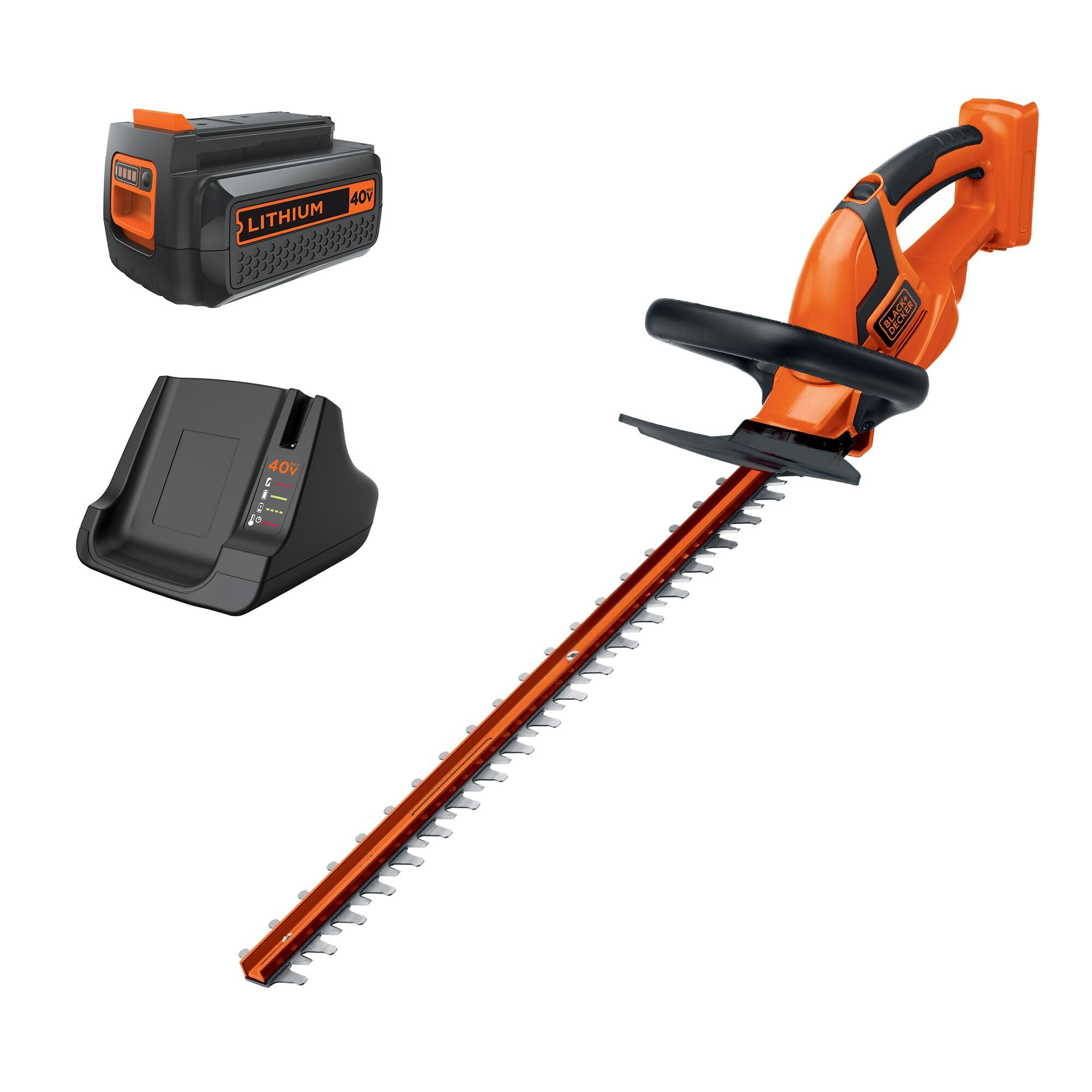 BLACK+DECKER 40V MAX Hedge Trimmer, Cordless, 24-Inch Blade, Battery and Charger Included (LHT2436)