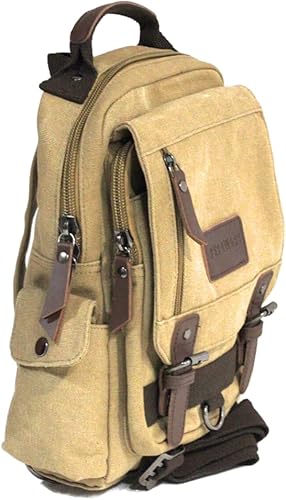 SULFUR - Mochila cruzada duradera de cuero de lona para viajes, campamento y al aire libre, mochila para hombres y mujeres, Caqui, Mochila