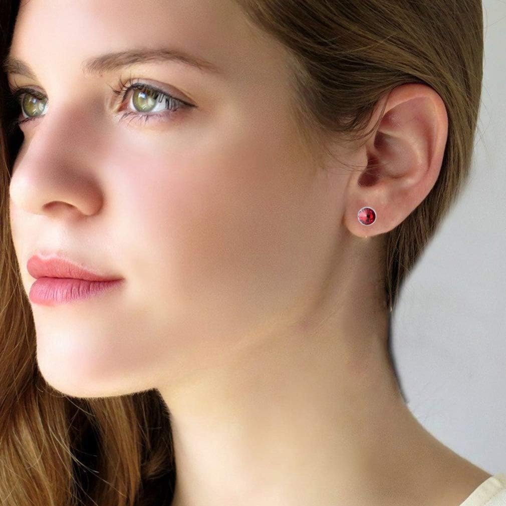 Round Austrian Crystal Stud Earrings for Women Fashion 925 Sterling Silver Hypoallergenic Jewelry - Image 4