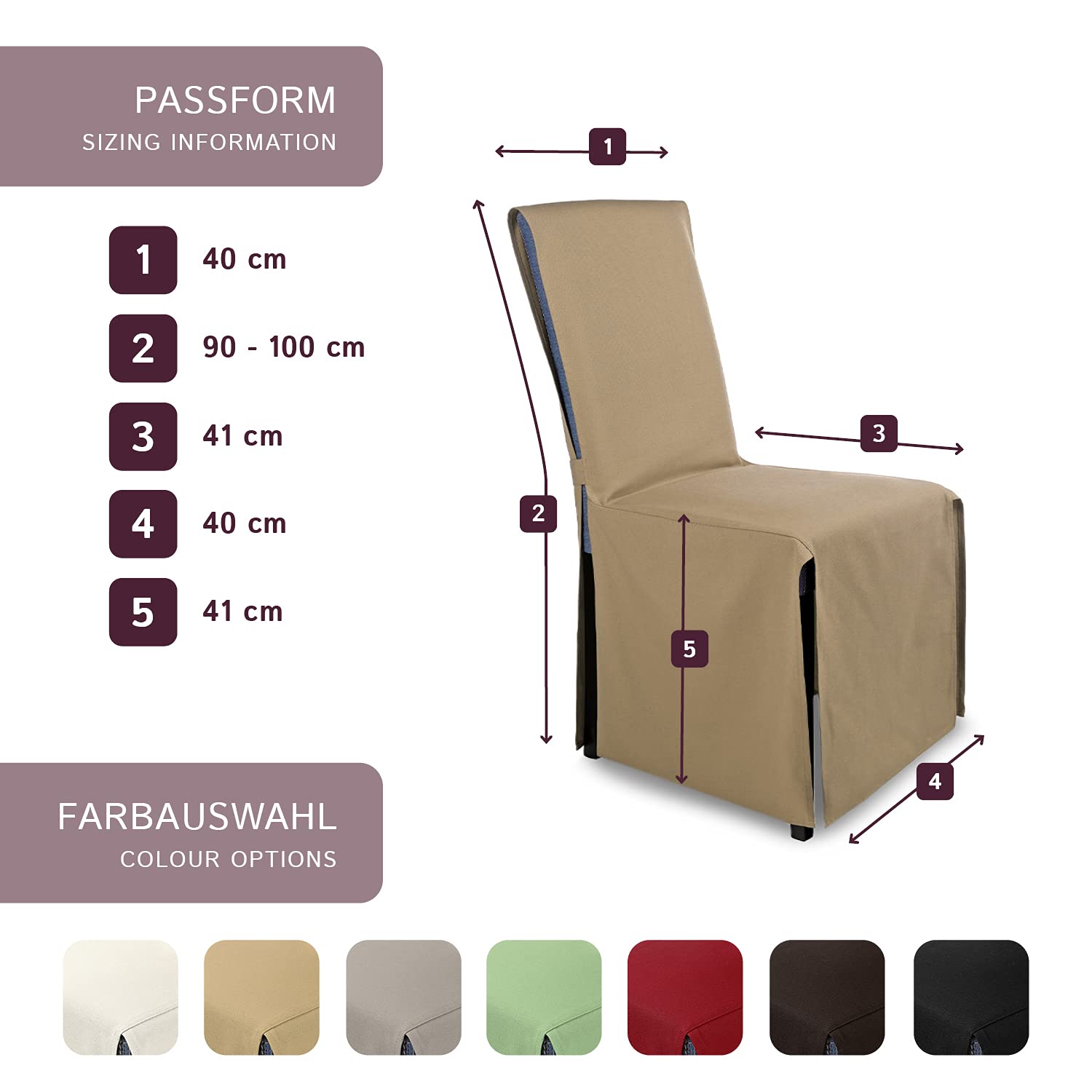 SCHEFFLER-Home Stuhlhusse Mila 6er Set/Festlicher Stuhlbezug mit Schleife für Weihnachten, Hochzeit, Geburtstag/Elegante Bankett-Husse für jeden Anlass und Stuhl/Für Esszimmer, Wohnzimmer/Beige