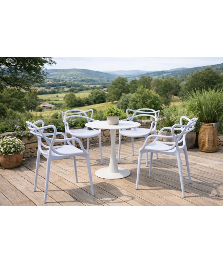 PEGANE Lot de 4 Chaise Forme Papillon en polypropylène Coloris Blanc - Longueur 55 x Profondeur 55 x Hauteur 83 cm