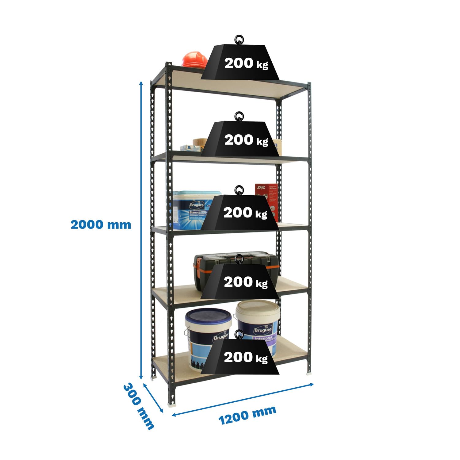 SimonRack Étagère Métallique Galvanisée 2000x1200x400 Mm, 5 Niveaux, Tablettes En Acier, 200 Kg Par Niveau Gris Simonclick 83133351 SimonRack Étagère Métallique Galvanisée 2000x1200x400 Mm, 5 Niveaux, Tablettes En Acier, 200 Kg Par Niveau Gris Simonclick 83133351