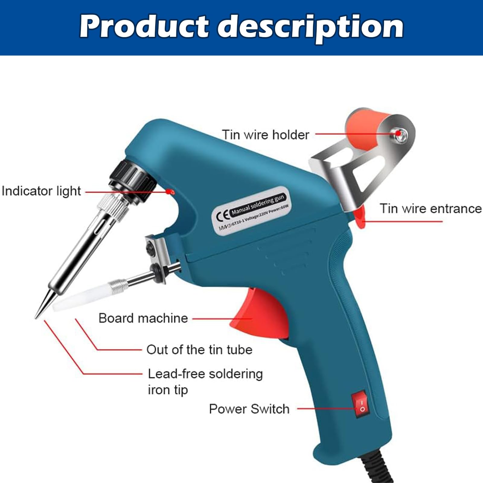 Kit de Soldadores de Estaño 60W, Pistola Manual Estación De Soldador Marco De Estaño Autónomo Funciona Con Una Sola Mano Herramienta De Soldadura para Reparaciones Electrónicas, BRICOLAJE de Joyería