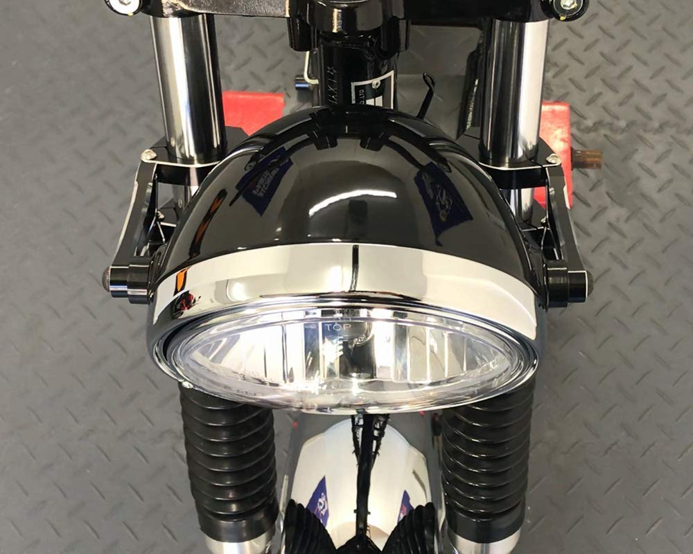 Alchemy Parts Moto 8" Pollici Faro 12V 55W Acciaio Nero Classic Retrò Vecchia Scuola Stile