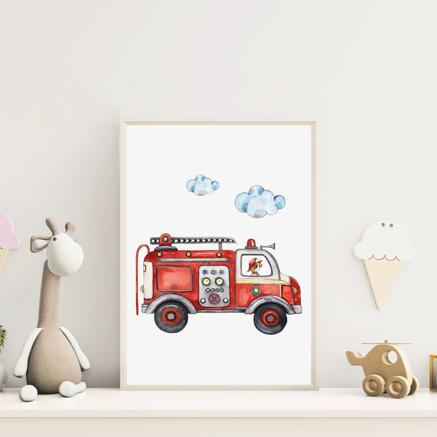 MeinBaby123® Set van 3 DIN A4 Brandweerposters | Afbeeldingen voor de decoratie van de jongenskamer | Brandweerwagen, Brandweerman | (Brandweer V3) - België