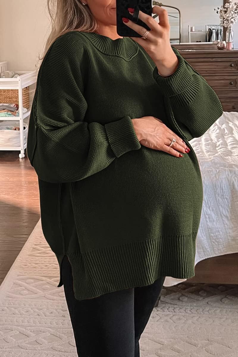 Strickpullover mit Rundhalsausschnitt für Damen, Langarmpullover mit Rundhalsausschnitt für Damen