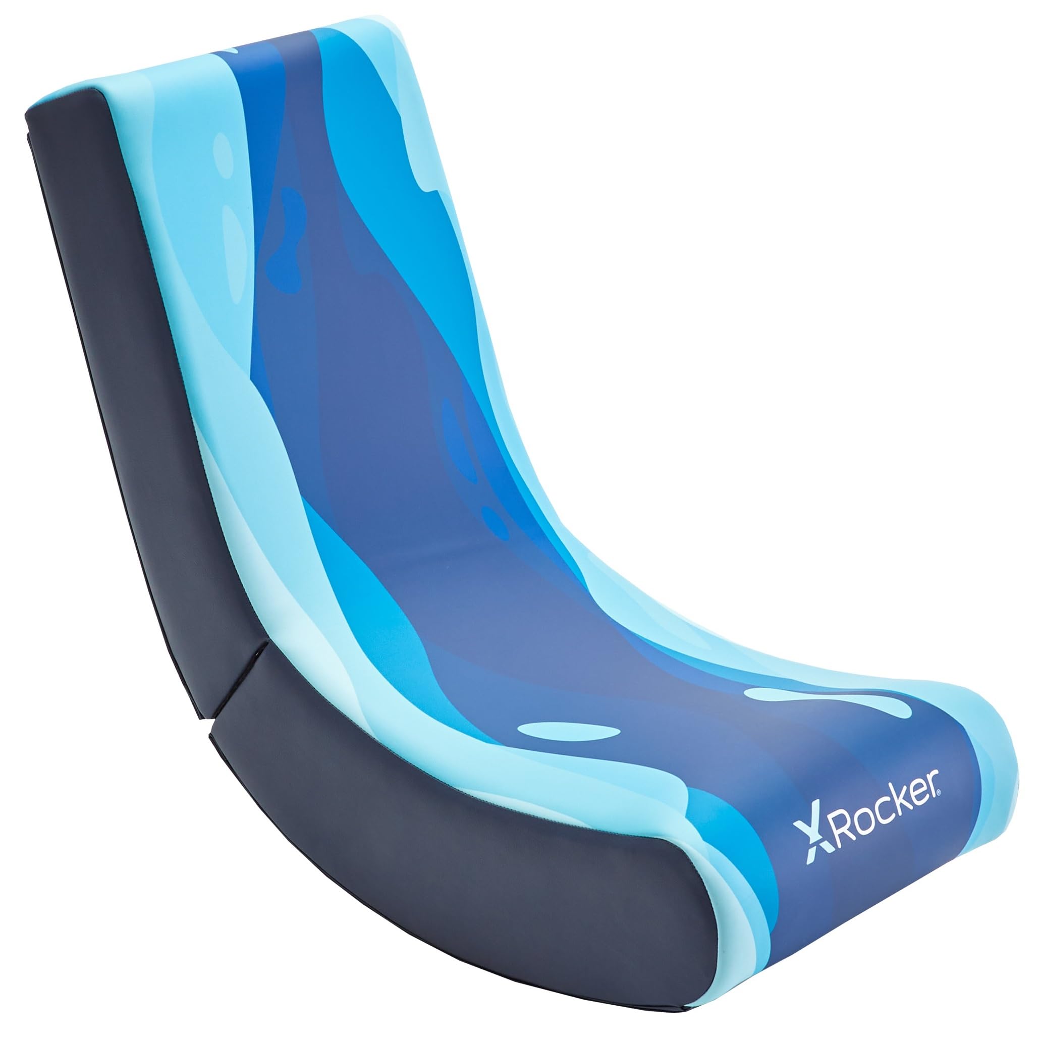 X-Rocker Kids Gaming Chair Foldable Video Rocker Floor Rocker for Kids and Juniors, Low Folding Rocking Seat, Rocking Chair for Gaming, Console Gaming Chair for Kids - Lava Edition - Blue