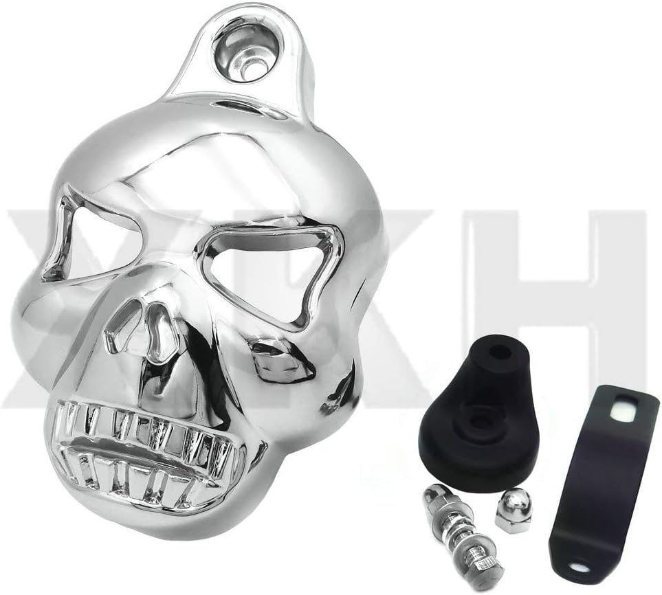 XKMT-Chromed skull Horn Cover Compatible With H-D Big Twins V-Rods Stock Cowbell 1992-2013 [B00YWCM0U0]