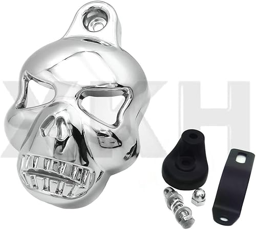 Miniatura 7 de SMT-Cubierta de cuerno de calavera cromada compatible con Harley Big Twins V-Rods Stock Cowbell 1992-2013 [B00RUEPWSE]