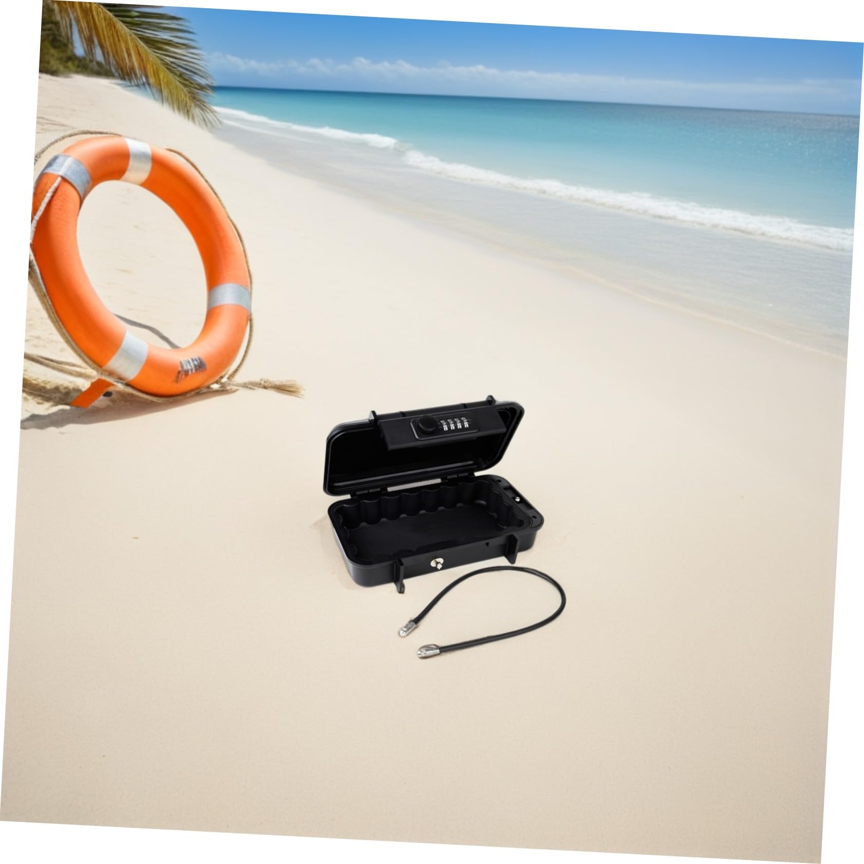 Coffre-fort Portable Noir Câble Acier Amovible, Boîte Étanche