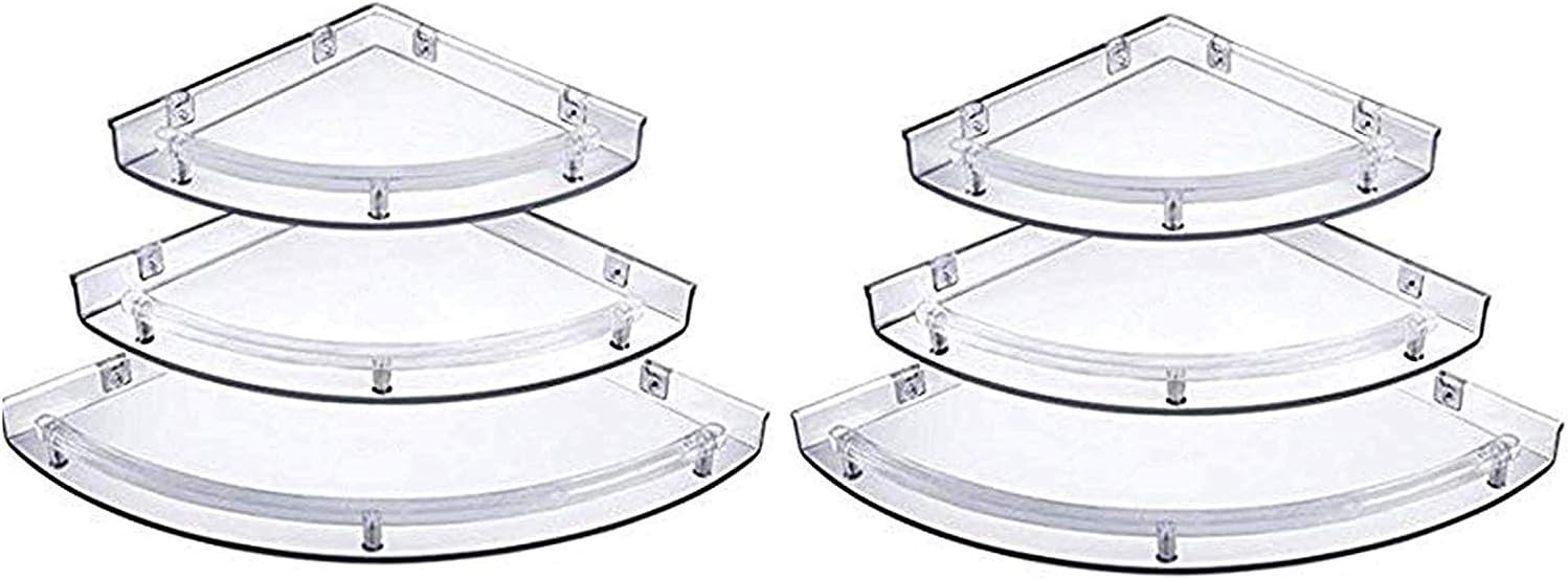 Unique Creation Corner Shelves for Bathroom Home Decor (Clear, Standard) -Pack of 2 - One Set 3 Pieces