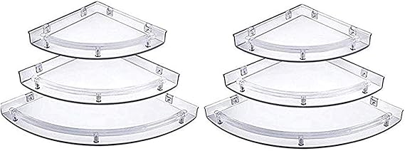 Unique Creation Corner Shelves for Bathroom Home Decor (Clear, Standard) -Pack of 2 - One Set 3 Pieces