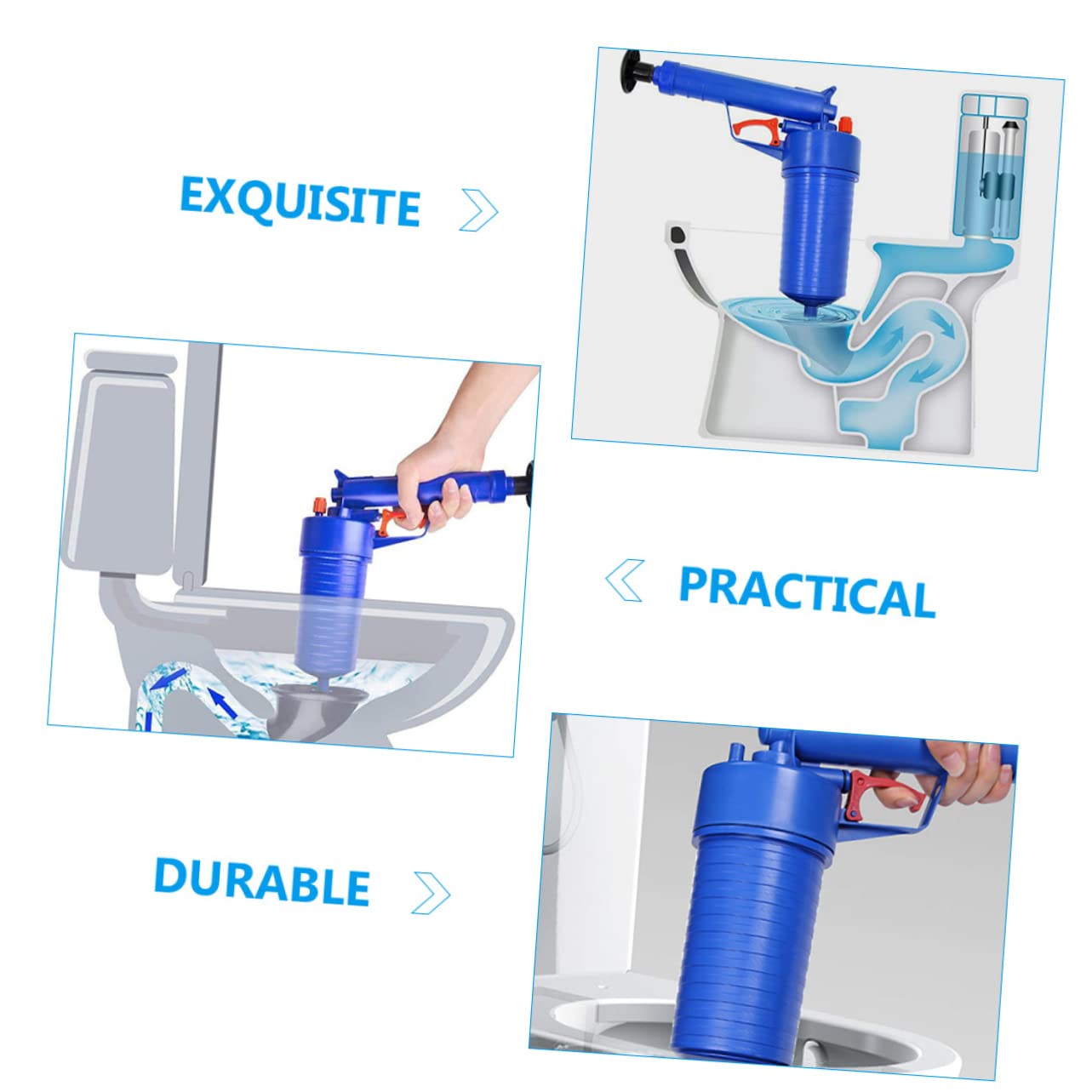 Déboucheur de Canalisation à Air, Ventouse Wc en Abs, 1 Set 2 Tailles de Ventouses, pour Évier et Sol, Débouchage Rapide