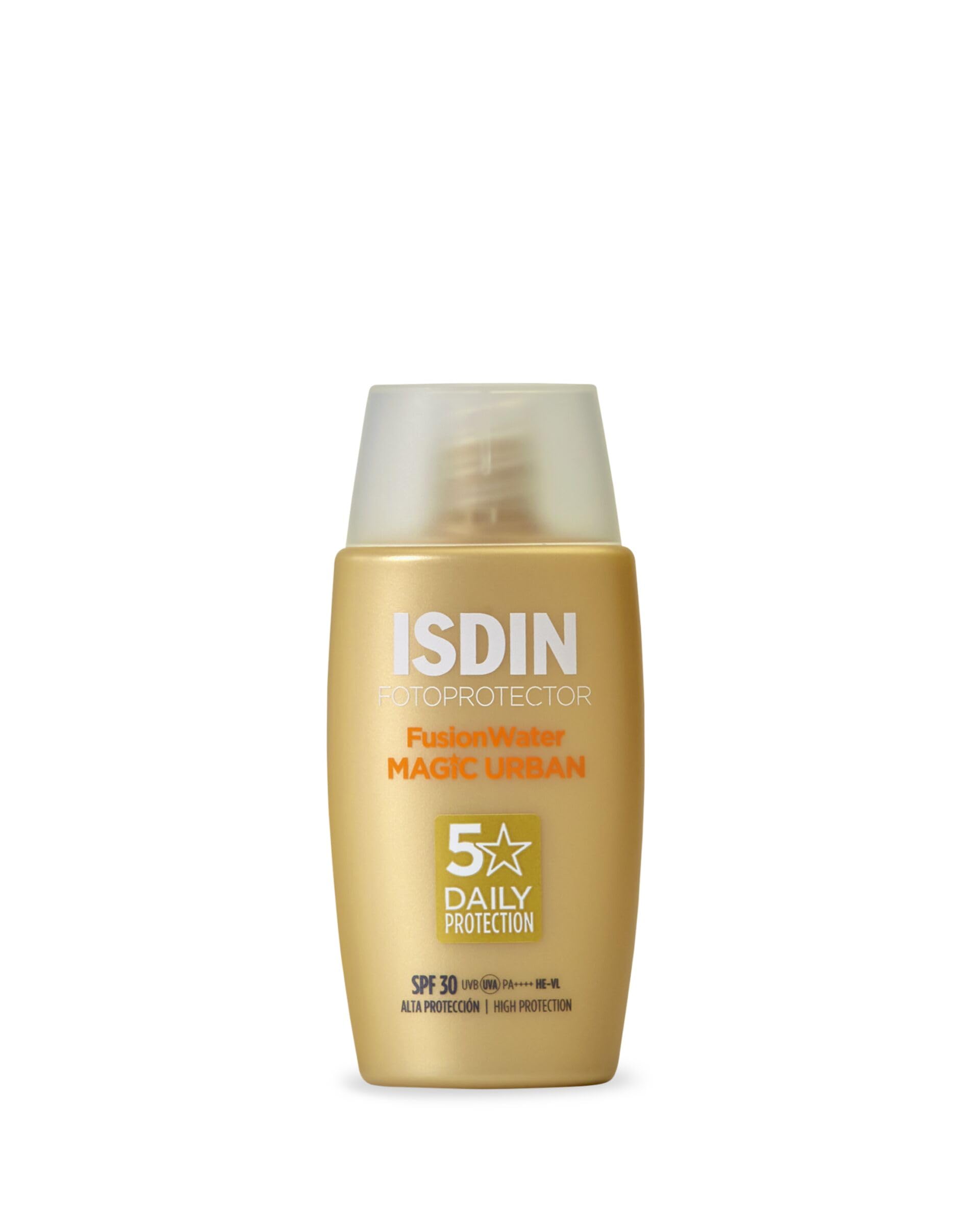 Isdin Fotoprotector Fusion Water Urban SPF 30 - Protector Solar Facial Ultraligero de Uso Diario para entornos Urbanos, Protección UVA, Luz Azul y Antipolución, 50 ml, El embalaje puede variar