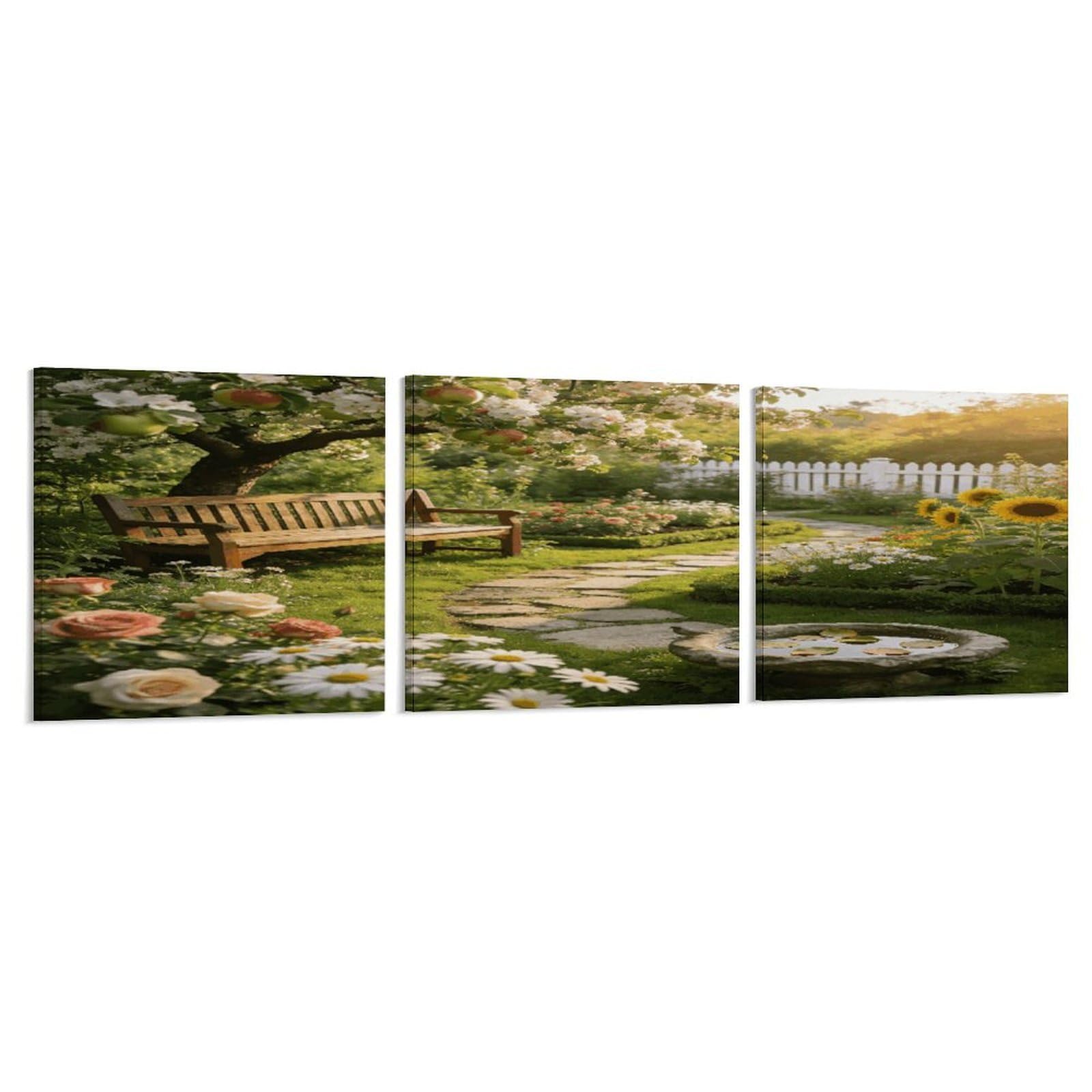 Khauerbc Style Set Of 3 Bauerngarten Wall Art，Paintings Artwork For Living Room, Hallway, Bedroom, Office Wall Decor For Living Room, Hallway, Bedroom, Office Paintings Artwork 8X8 Inch