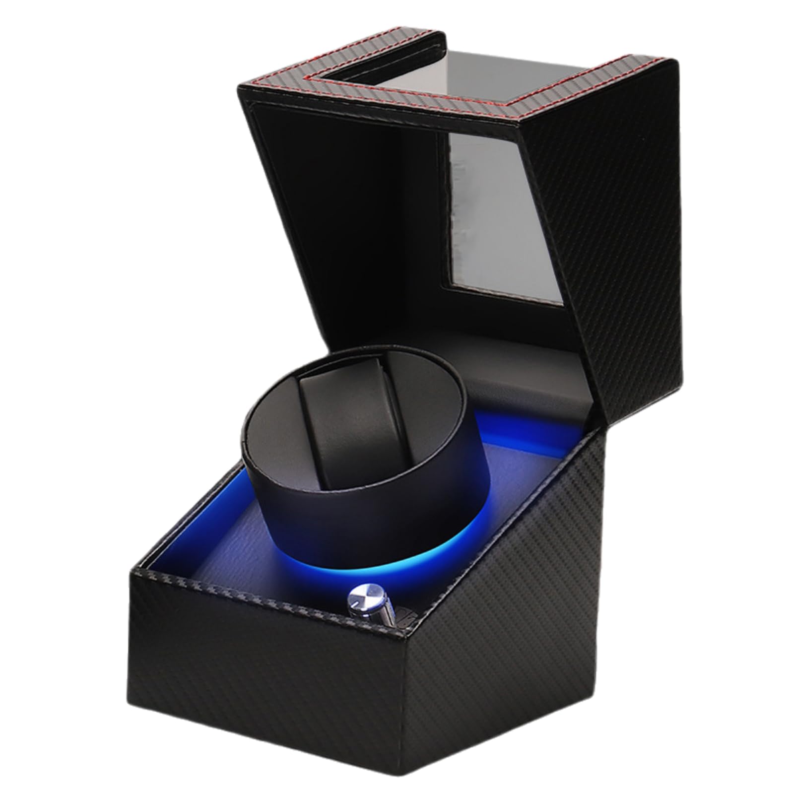 Remontoir Montre Automatique,Boite Montre Automatique,Remontoir Automatique avec LumièRe LED,BoîTe De Remontoir De Montre pour 1 Montres,Remontoir Automatique en Cuir PU