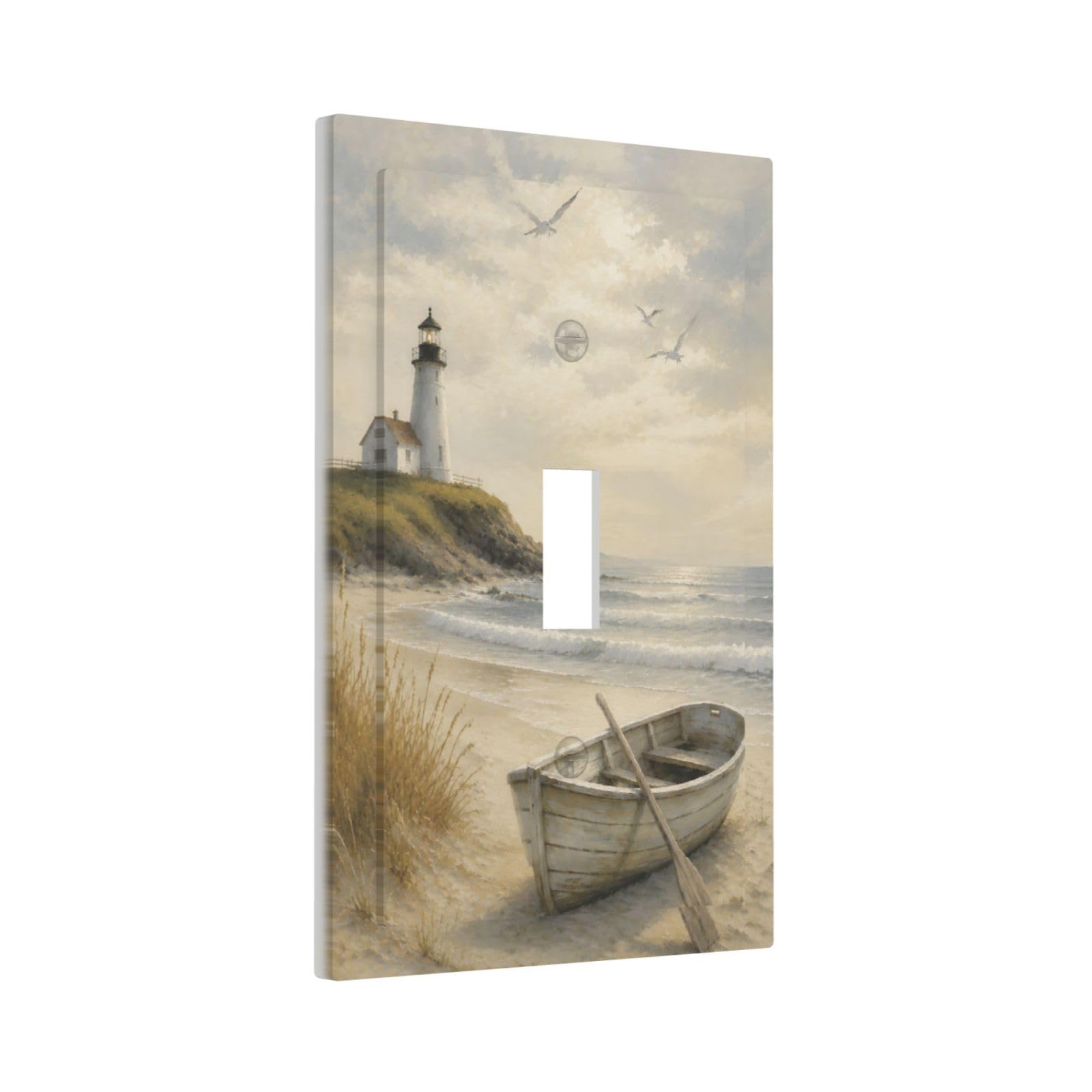Thsanju Outlet Covers Coastal Lighthouse Boat 1 Gang Duplex Wall Plate Decorative Nautical Beach Ocean Single Light Switch Covers Electrical Receptacle Switchplate Faceplate for Bedroom Home Decor