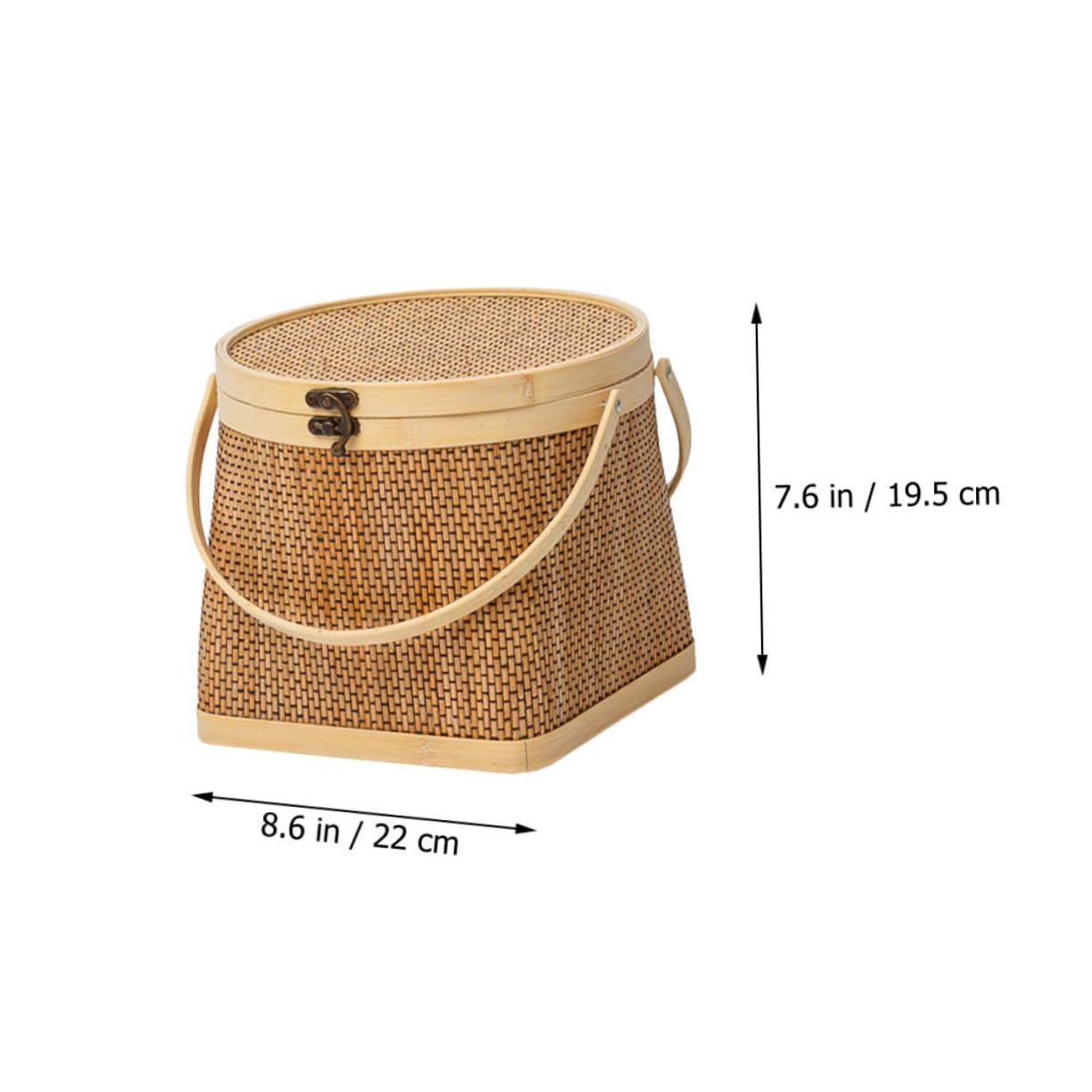 SOLUSTRE Bamboo Handbasketball Woven Storage Basket Rattan Basket Handles Wicker Storage Packing Restaurant