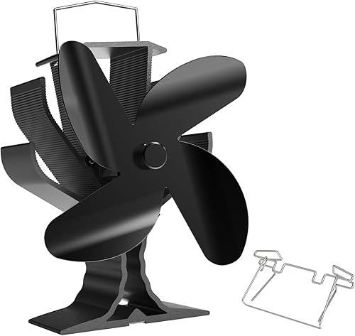 Miniatura 6 de Ventilador de estufa de leña alimentado por calor, ventilador de chimenea de 4 aspas con soporte compatible con calentador Buddy, ventilador de