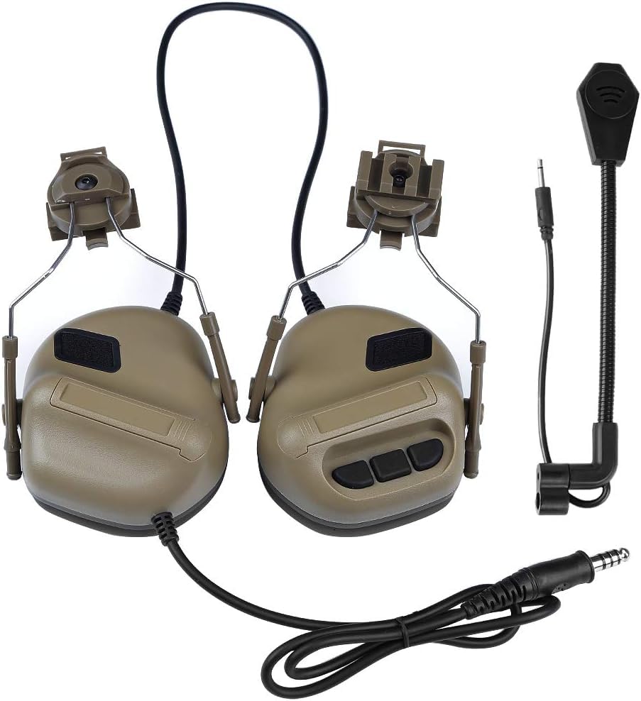 Gexgune Taktische Headsets mit schnellem Helmschienenadapter Militärisches Airsoft-Shooting-Headset Kommunikationszubehör der Armee, Keine Rauschunterdrückungsfunktion