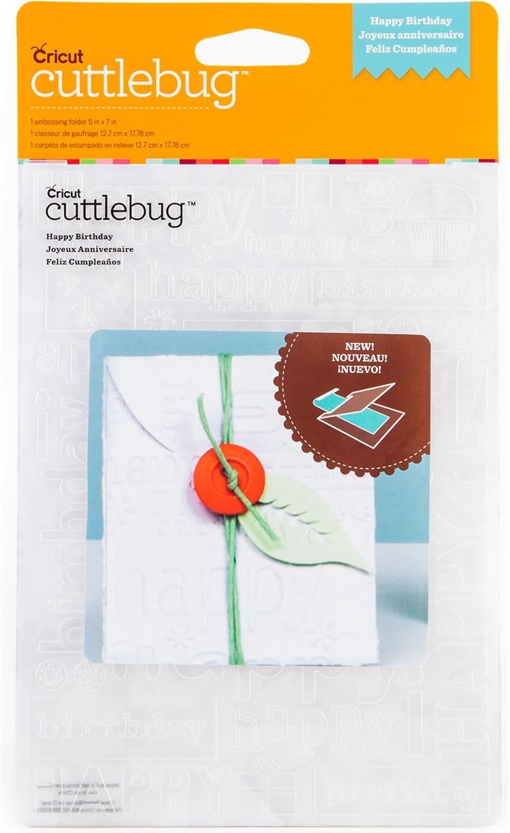 Cricut 2002786 Cuttlebug 5"X7" Embossing Folder-Happy Birthday