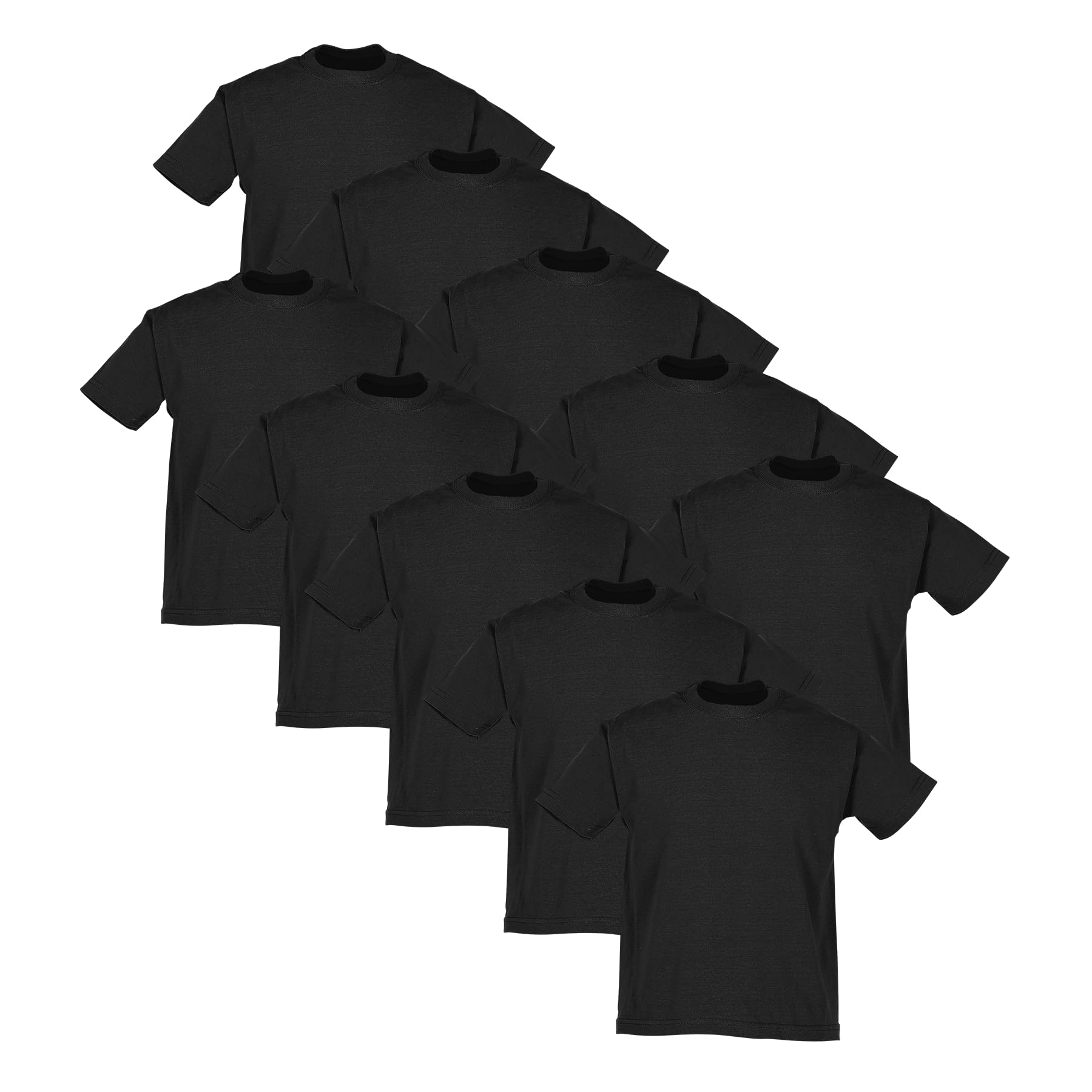 Fruit of the Loom 10er-Pack Valueweight Kinder T-Shirt, Schwarz, 164