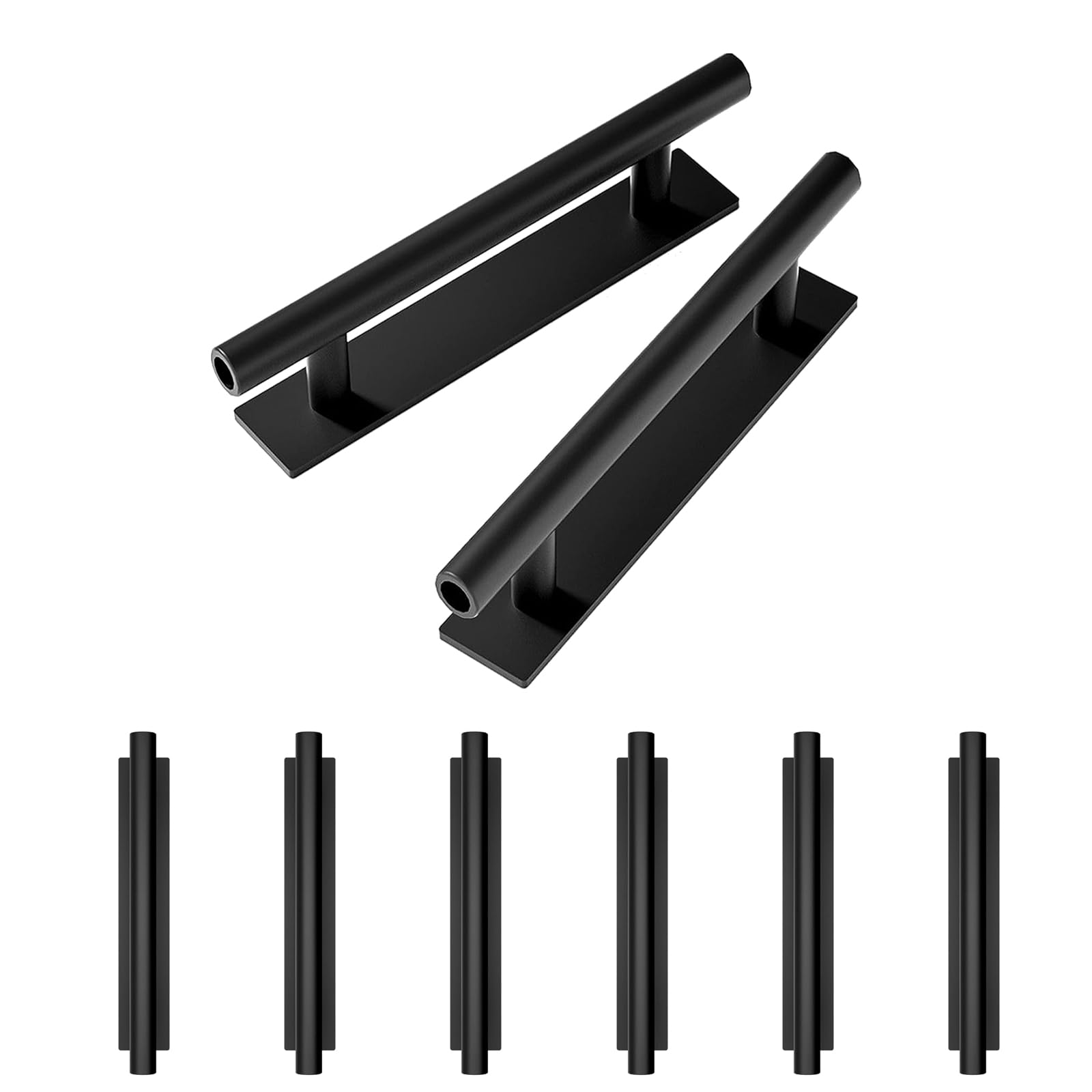 Kwa Heri Black Self-Stick Push Pull Helper Hidden Cabinet Handles Abs Plastic Door Window Wardrobe Instant Cabinet Drawer Furniture Handles (, Pack, 8)