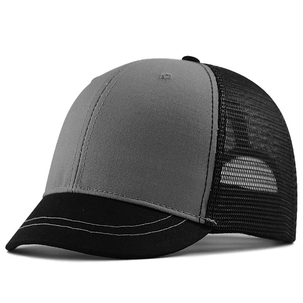 FASHIXDShort Bill Hat Plus Size Mesh Baseball Cap Summer Breathable Short Brim Trucker Hat Sports Running Hat
