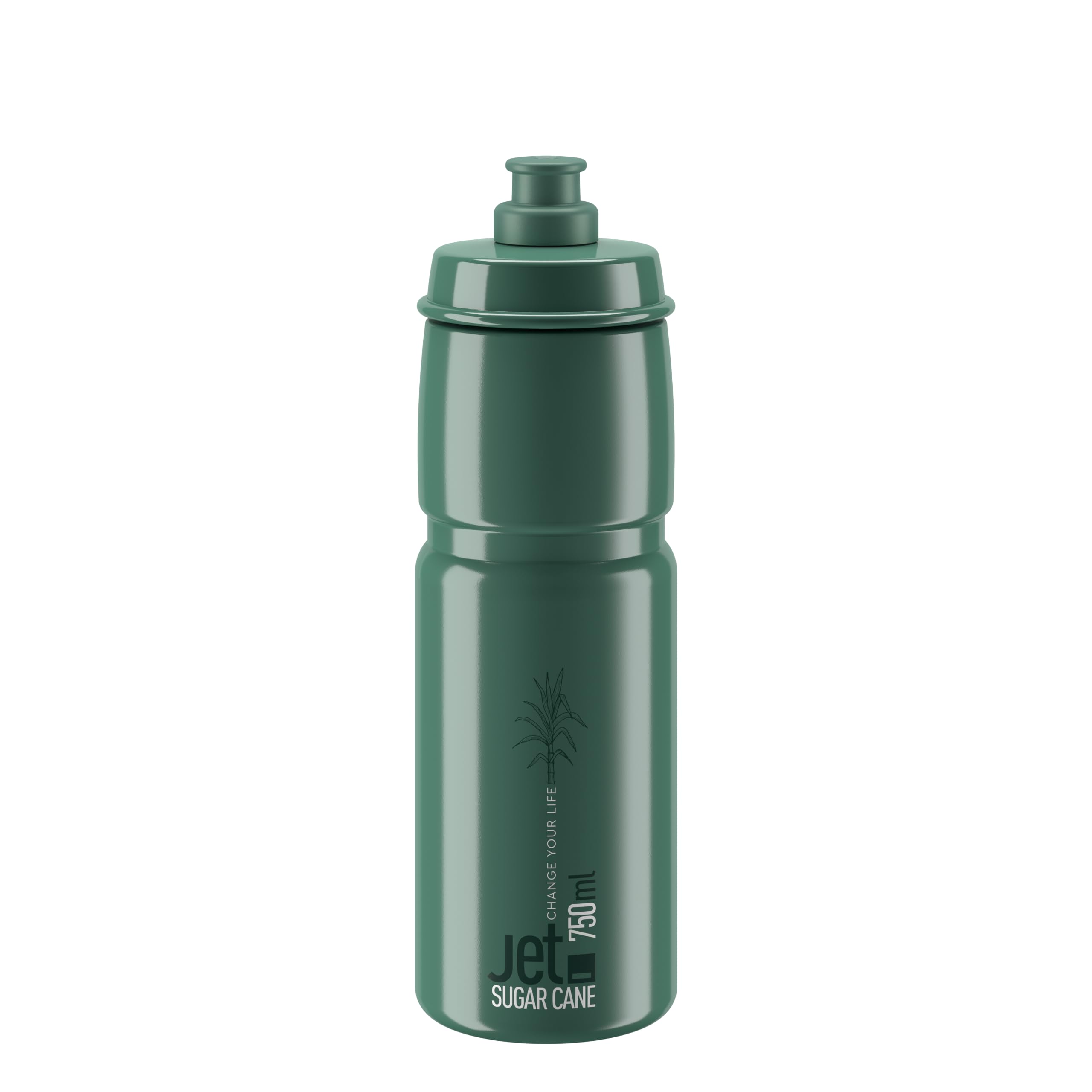 ELITE Jet Green Eco Water Bottle Opal White Logo – Sustainable Cycling Bottle Made from Sugarcane Bioplastic – Lightweight & BPA-Free – 750ml – For Road Bike, MTB & Gravel Cycling