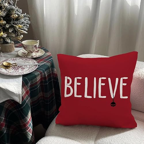 Miniatura 3 de AACORS AA237-18 - Funda de almohada navideña de 18 x 18 pulgadas, decoración de campanas pequeñas, decoración de casa de campo para el hogar, sofá,