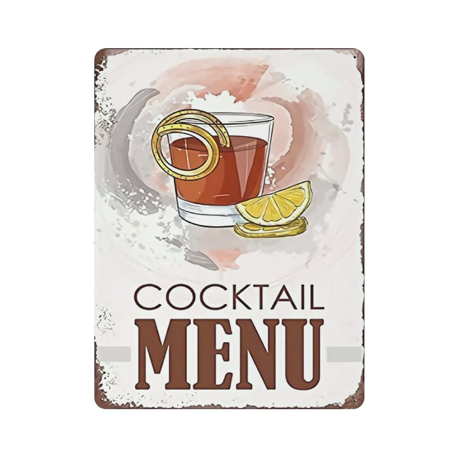 Metal Tin Sign Cocktail Menu1 Vintage Tin Poster Metal Sign Wall Decoration Country Kitchen Home Garage Decor 16"x12"