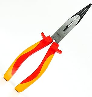 Pince VDE pour électricien – Isolée 1000 V & testée VDE – Certifiée GS selon DIN EN IEC 60900 – Acier chrome-vanadium, poignées ergonomiques bi-matière (Pince à becs courbes 8