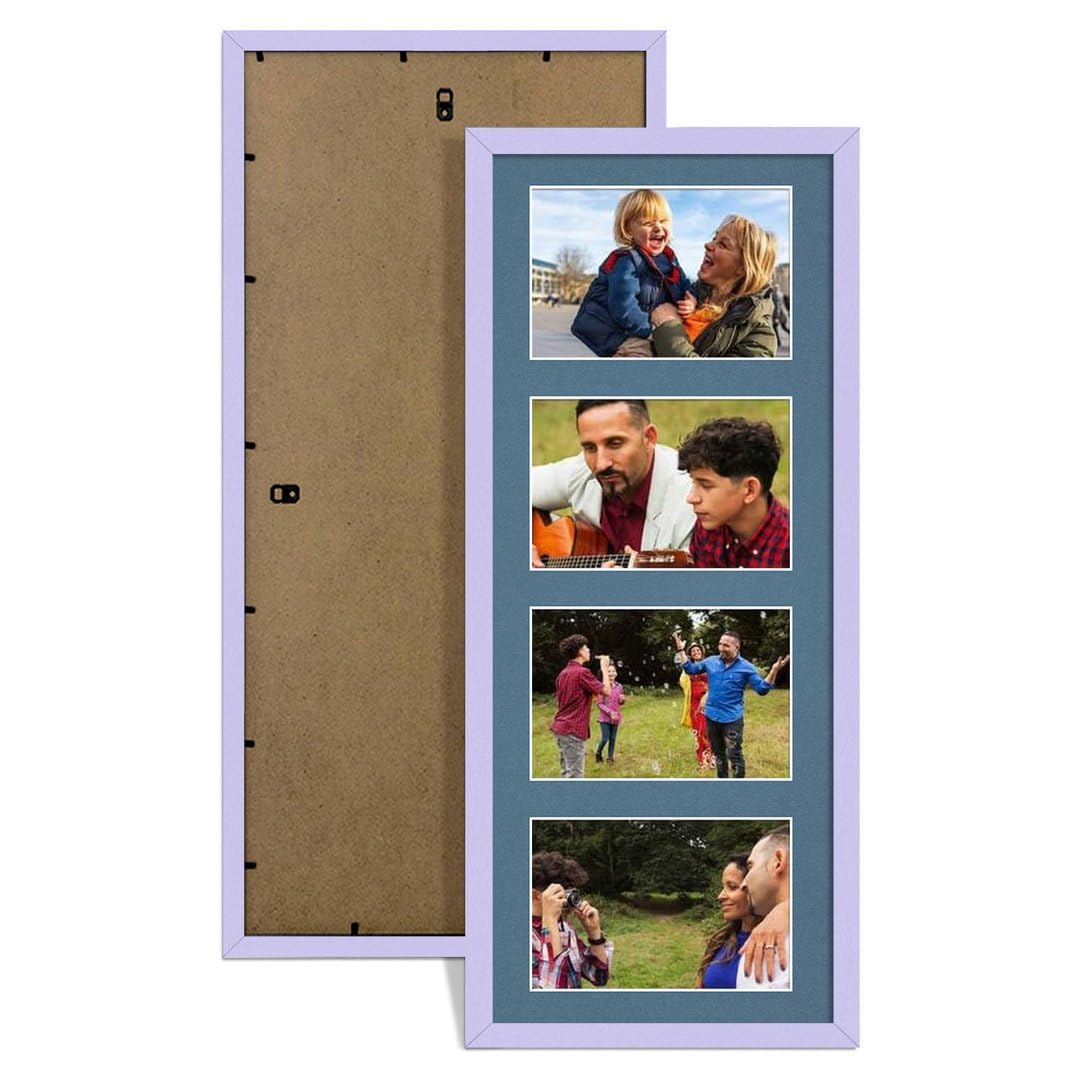 Procut Global 50X20CM Purple Photo Frames For Multiple Pictures with Pompadour Mount-Sleek Collage Frame with 4 Apertures (4x) 6X4-Engineered Wood with Shatterproof Perspex