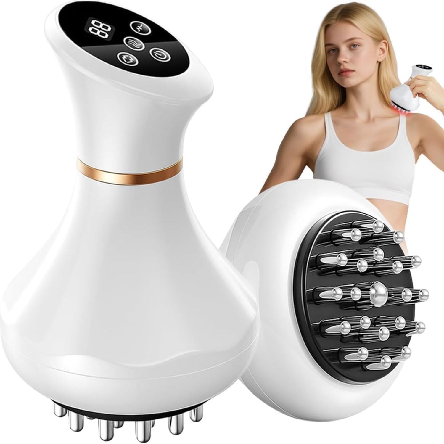 Electric Lymphatic Drainage Massager - Handheld Anti-Cellulite Tool with Digital Display, Deep Tissue Massage for Body Toning, Legs Arms Belly