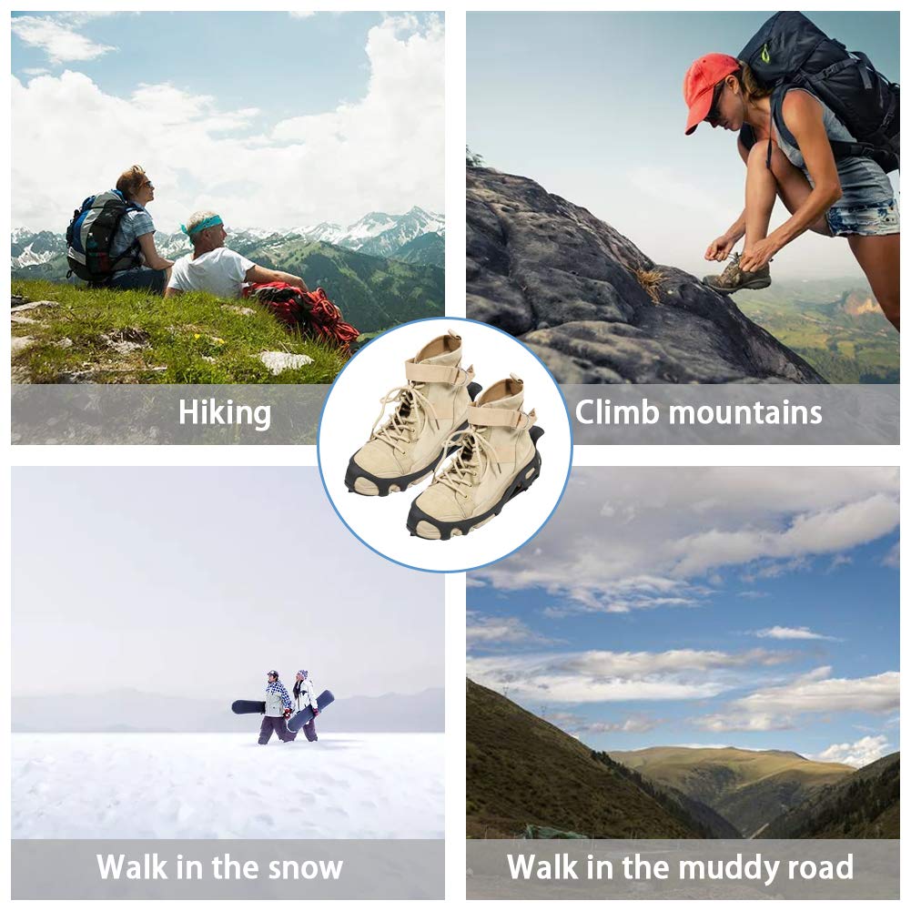 ValueHall 24 Denti Ice Tacchetti, Ramponi Antiscivolo Punte in Acciaio Inox Ghiaccio e Silicone Resistente, Ghiaccio Neve Grips Trazione per Escursionismo Arrampicata V244A