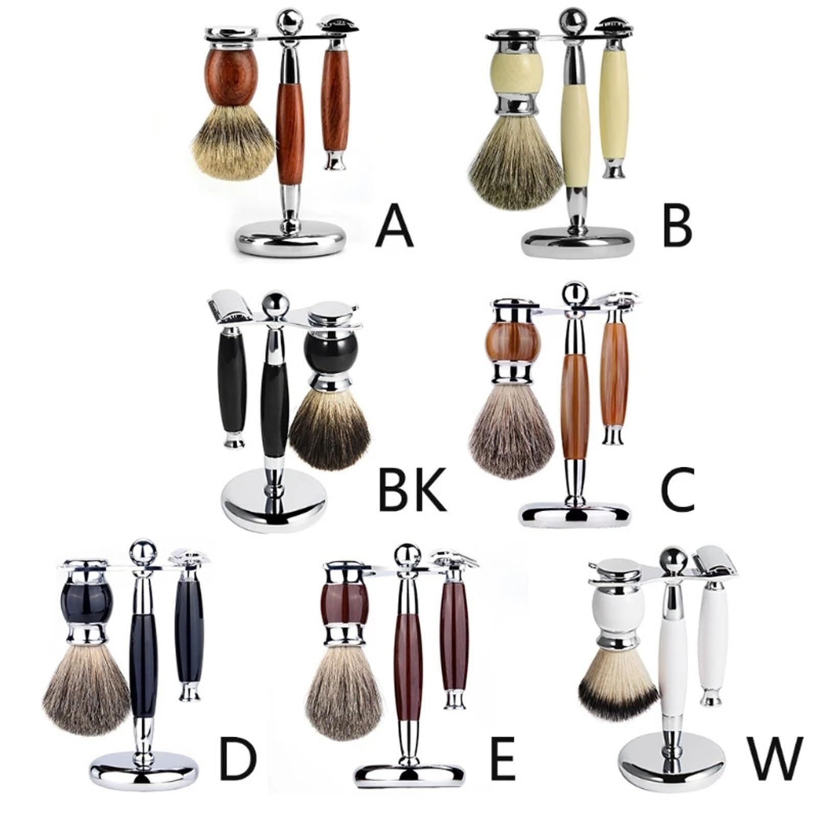 Profesional for hombres, cepillo de limpieza barba Manual lujo, afeitadora Metal, soporte for maquinilla afeitar, recortador pelo, herramienta aseo(White)