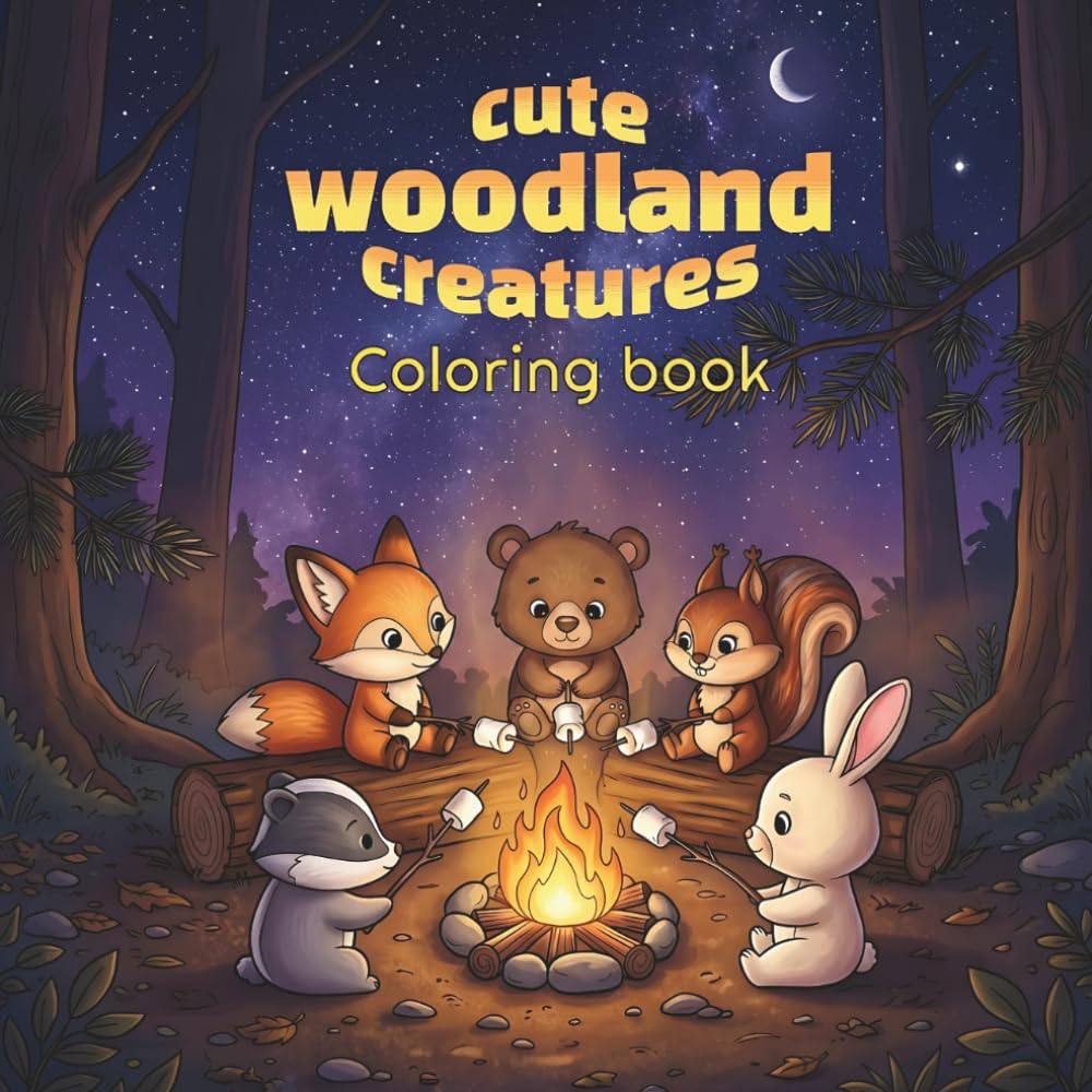 Cute Woodland Creatures Coloring Book: Adorable Forest Animals for Relaxation, Creativity, and Stress Relief