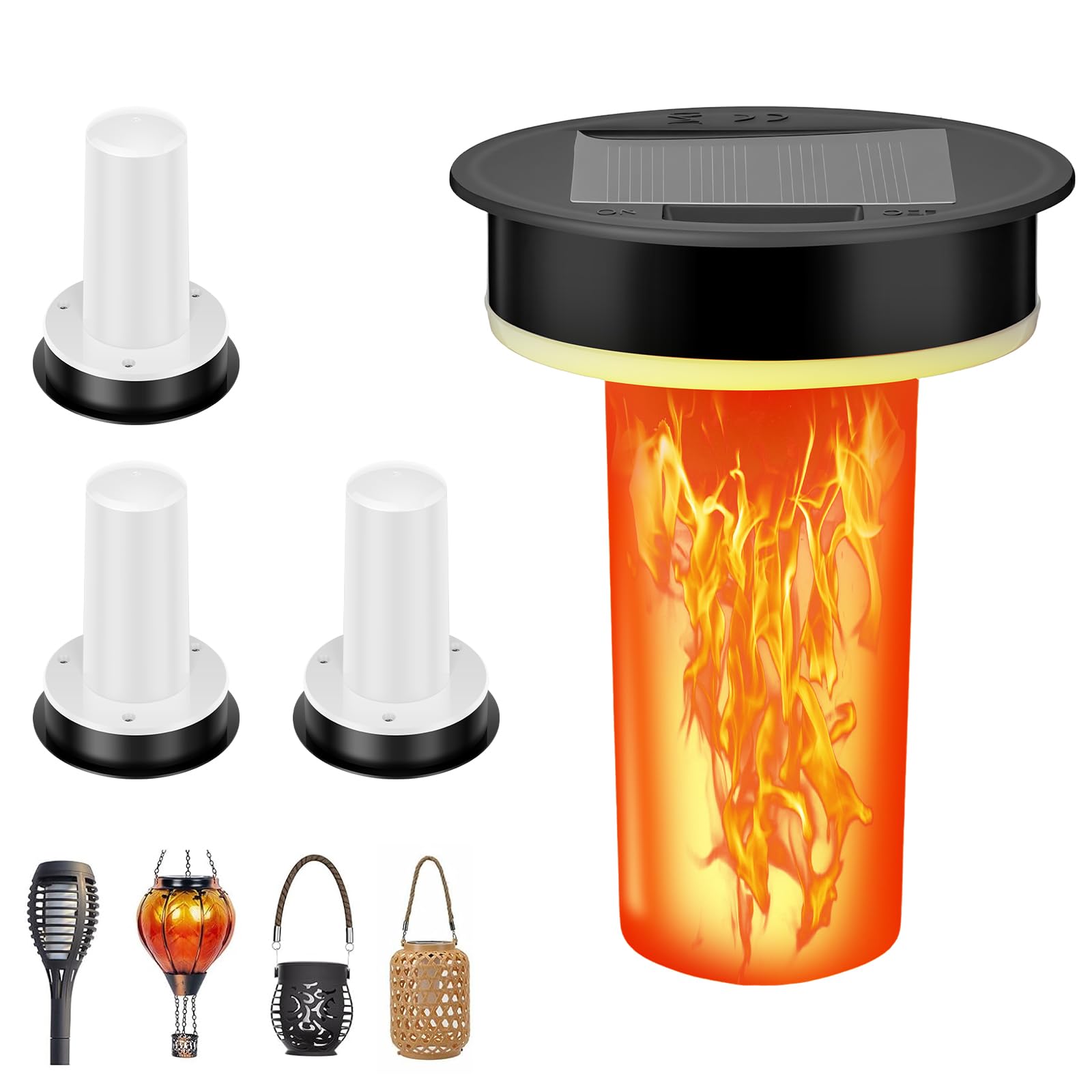 2/4 Pack Solar Light Replacement Top, 3.35" Replacement Solar Panels for Outdoor Hanging Lanterns & Hot Air Balloon Lights, Waterproof Solars Candle Light Accessories for Garden Patio Decor(4 Pcs)