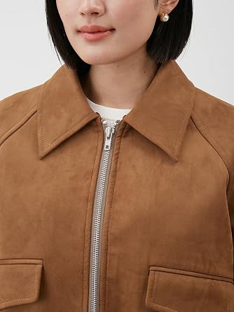 Amazon | [ミラオーウェン] ステンカラーフェイクレザーブレザー
