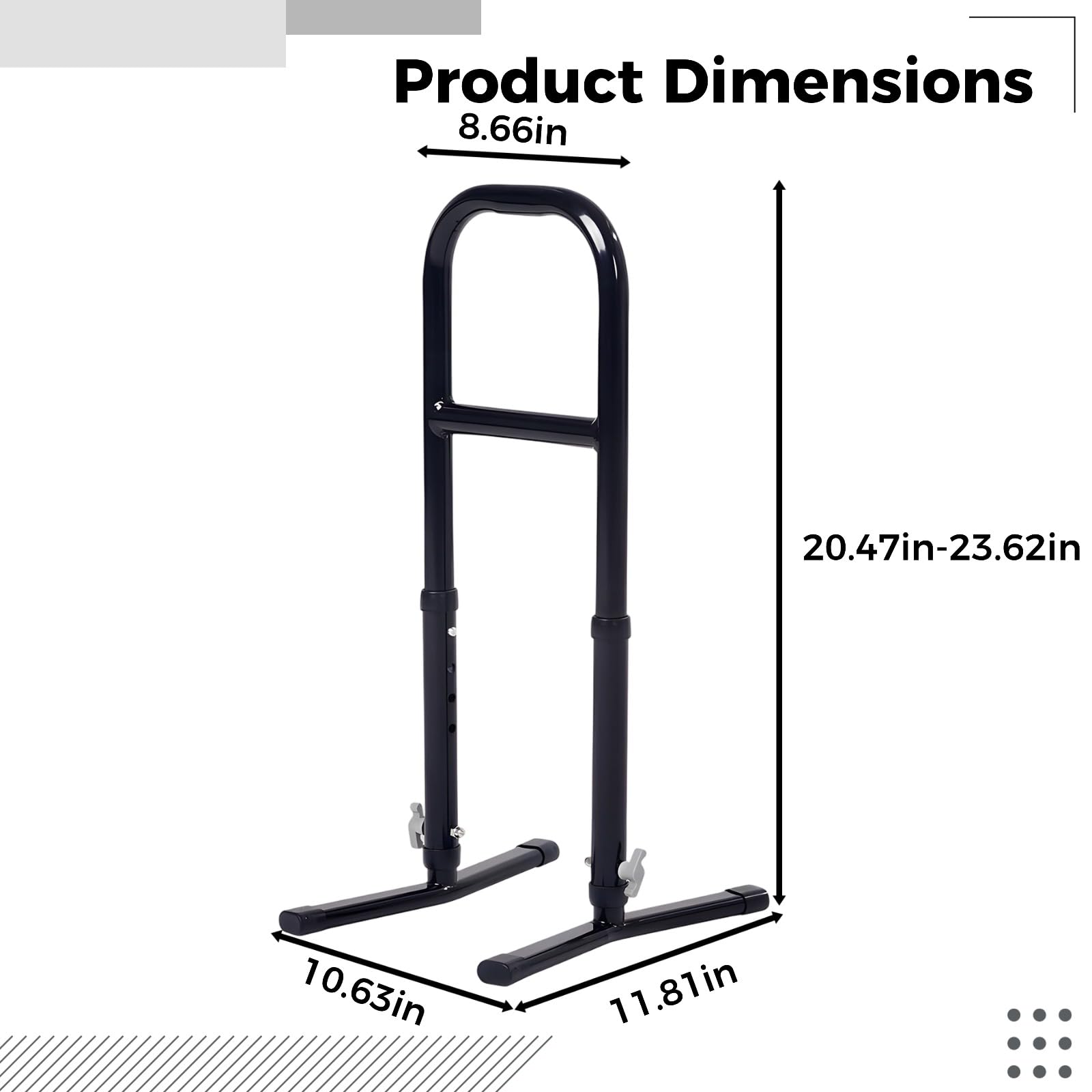 Supporto di supporto per anziani, altezza regolabile, con doppia base antiscivolo, supporto portatile per la mobilità, capacità 272 kg, strumento di supporto leggero per la vita quotidiana
