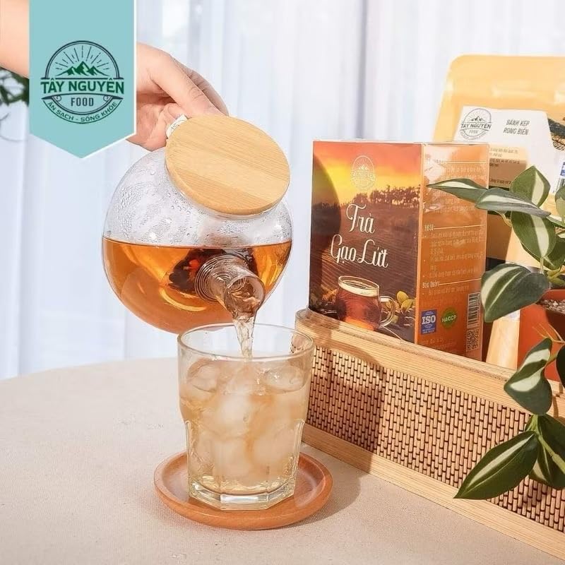 Trà Gạo Lứt Tay Nguyen Food Vietnamese Tea Box Set, 25 Bags x 20g, Premium Loose Leaf Black Tea, 500 gram - Image 2