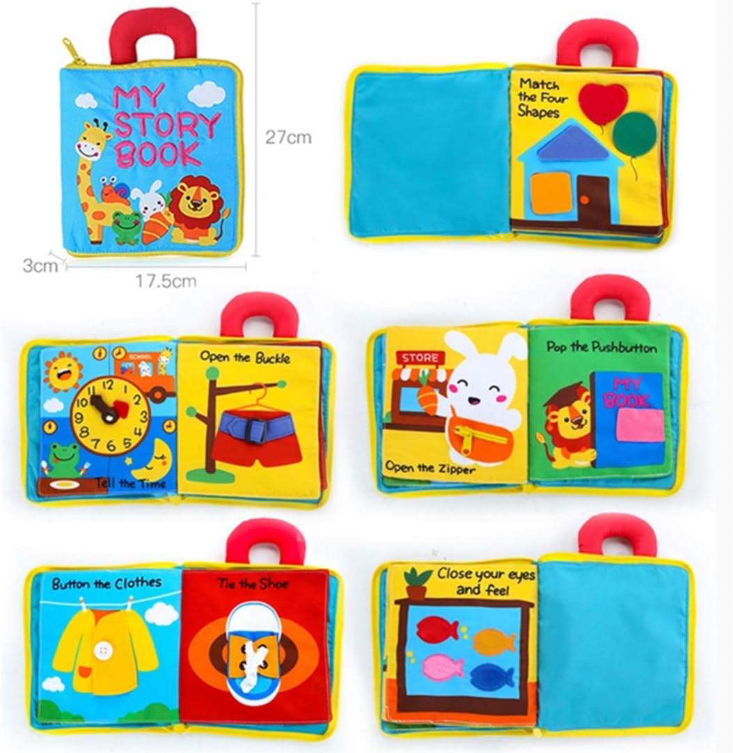 beiens 3Pcs My Quiet Books, 9 Theme Soft Activity Books for Babies, Toddler Learning Sensory Story Book, Life Skill Education & Identify 3D Cloth Busy Books for Infants, Boys and Girls Soft Toy